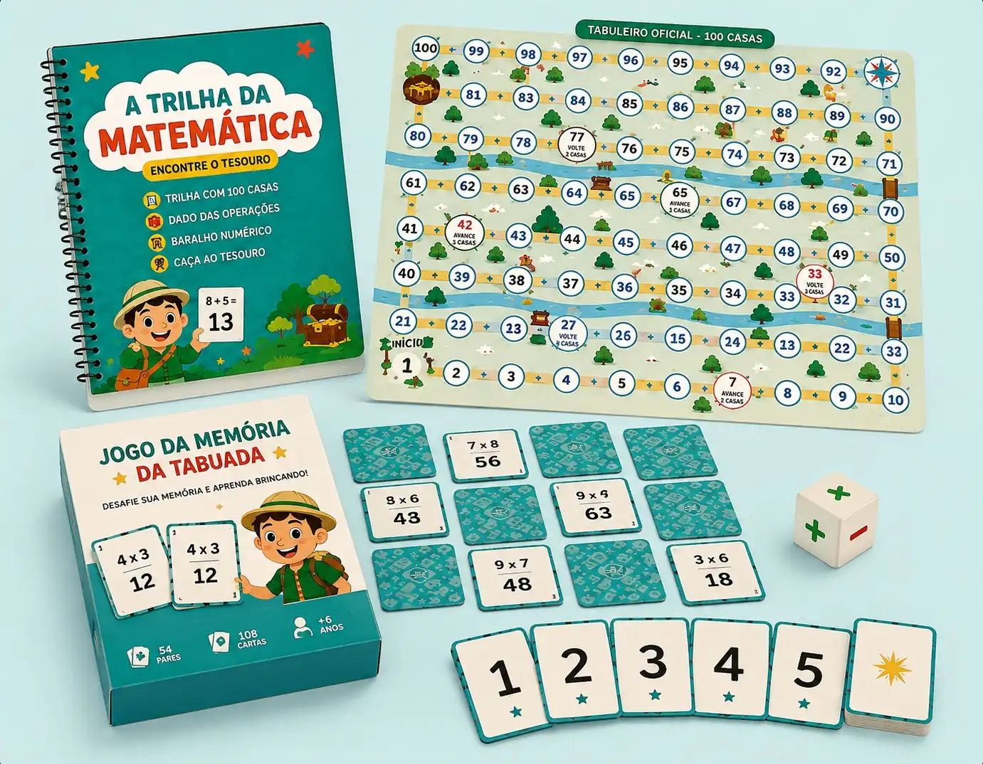 Kit de jogos educativos para aprender matemática brincando